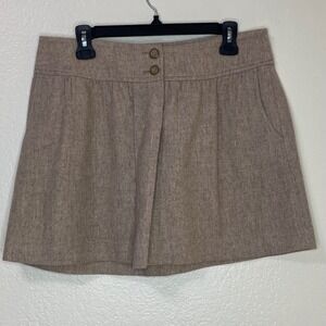 GAP Women Tan Tweed Preppy Academia Pleated A Line Mini Skirt Size 4 Wool Blend